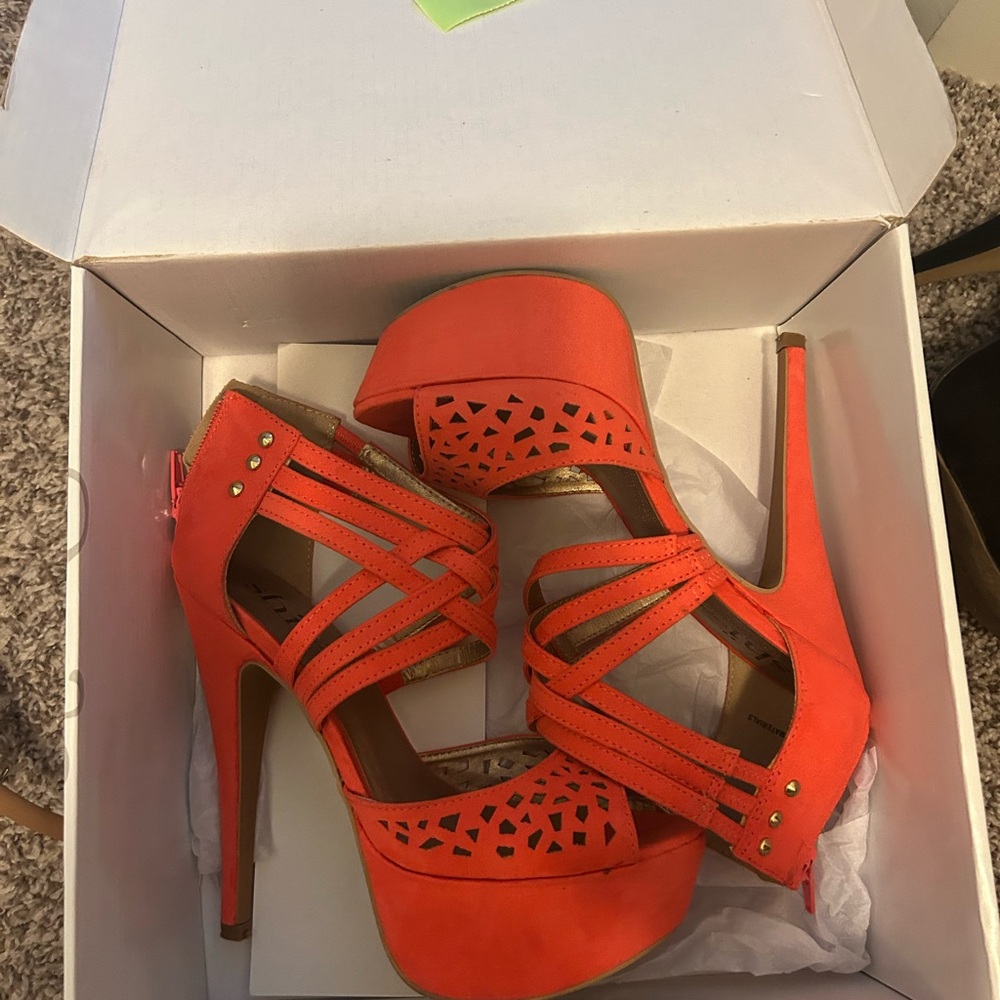 Shi by JOURNEYS Vibrant Orange Heels